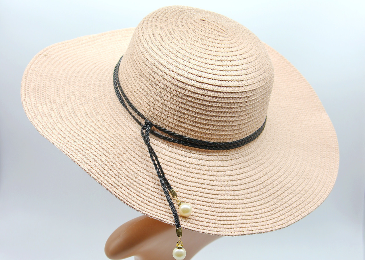 Женская шляпа с большими полями, летняя шляпка пляжная, шляпа женская летняя, розовая. - фото 1 - id-p9526750