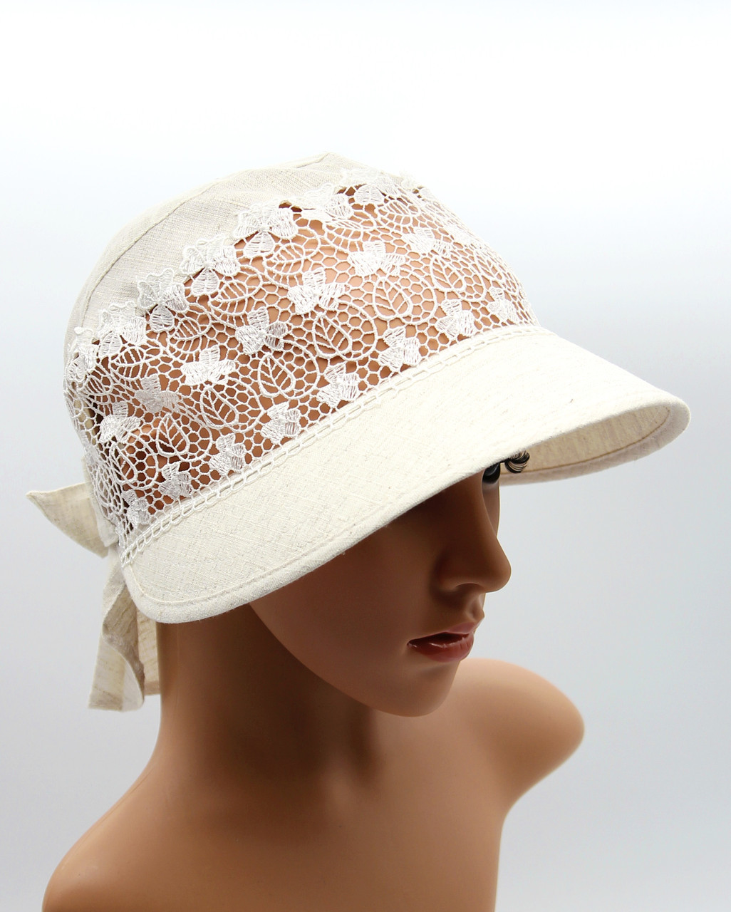 Женская льняная шляпа панама с козырьком. - фото 1 - id-p9526761
