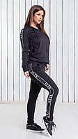Модный женский спортивный костюм: штаны и кофта на змейке с капюшоном, реплика Valentino