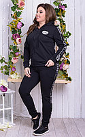 Модный женский спортивный костюм: штаны и кофта на змейке с капюшоном реплика Valentino, батал большие размеры