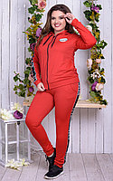 Модный женский спортивный костюм: штаны и кофта на змейке с капюшоном реплика Valentino, батал большие размеры