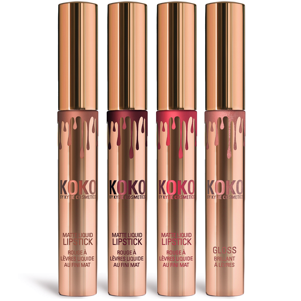 Набор Kylie Cosmetics Koko Kollection (3 матовые помады и блеск для губ) - фото 1 - id-p9559408