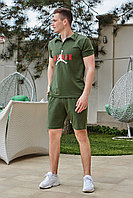 Мужской летний спортивный прогулочный костюм: футболка поло и шорты на резинке
