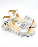 Женские босоножки летние из натуральной кожи, серебро, размер 37