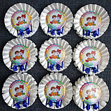 Значки с розеткой "Смокинг" для выпускников или первоклассников с синим бантиком, фото 2