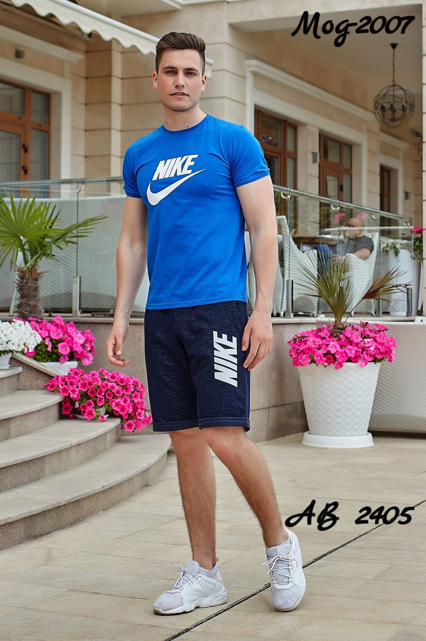 Мужской молодежный летний спортивный костюм: шорты и футболка - фото 1 - id-p9624308