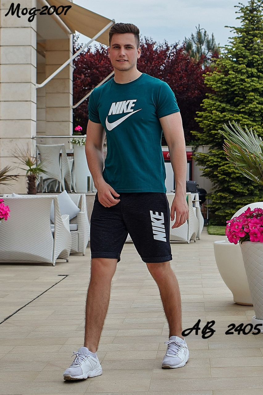 Мужской молодежный летний спортивный костюм: шорты и футболка - фото 1 - id-p9624310