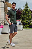 Мужской молодежный летний спортивный костюм: шорты и футболка поло