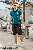 Мужской молодежный летний спортивный костюм: шорты и футболка поло, реплика Tommy Hilfiger