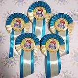 Значок Выпускник начальной школы с розеткой Бежево-голубая, фото 4