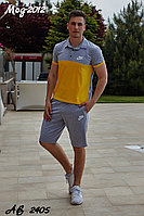 Мужской молодежный летний спортивный костюм: шорты и футболка поло