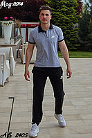 Мужской молодежный летний спортивный костюм: штаны и футболка поло