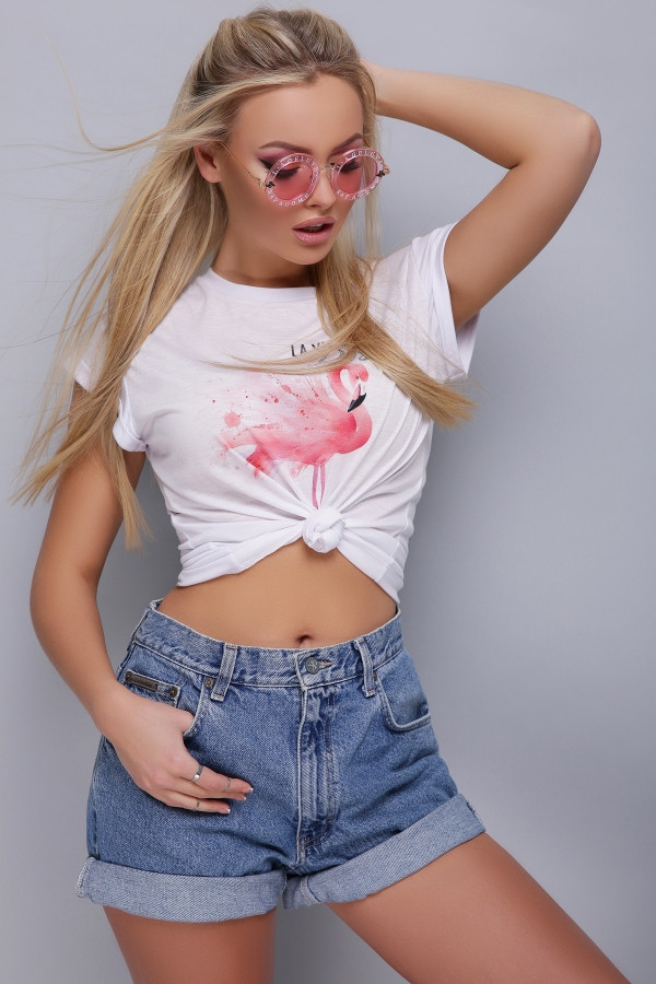 Фламинго футболка Стиль-2 принт - фото 1 - id-p9741842