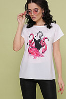 Девушка с фламинго блуза Мира-2 б/р белый