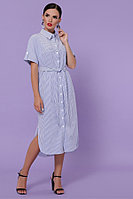 Платье-рубашка Дарья-3 к/р синяя м. полоска
