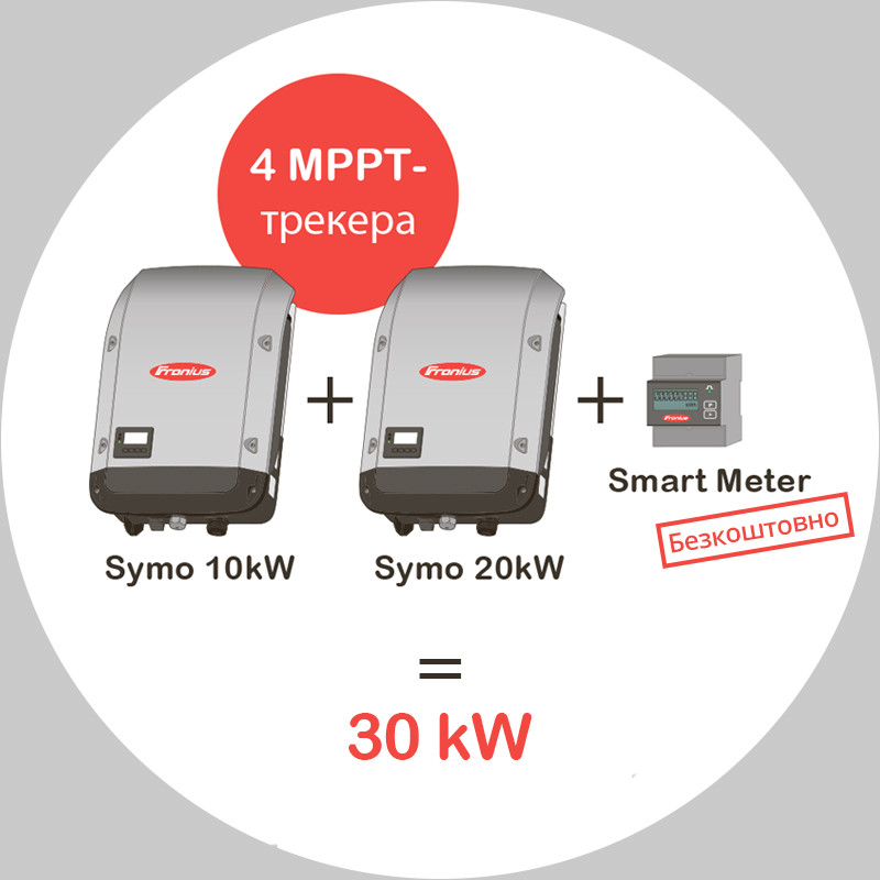 Набор инверторов Fronius 30кВт (Symo 10.0-3-M + Symo 20.0-3-M light + Smart Meter) - фото 1 - id-p9746406