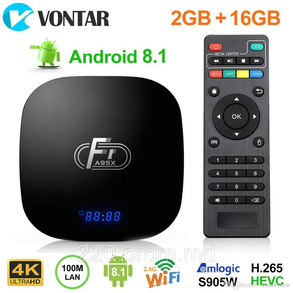 Smart TV Box A95X F1 2/16Gb Android 8.1 Amlogic S905W Смарт ТB приставка - фото 1 - id-p9768022