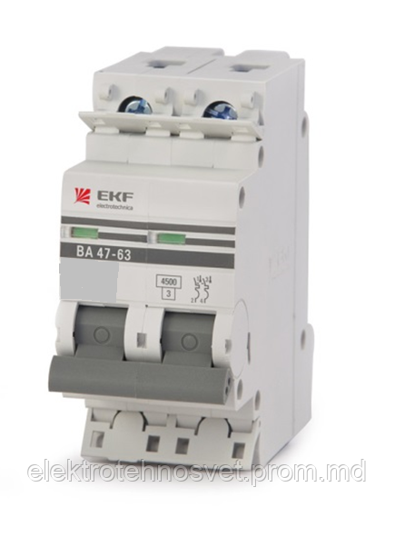 Автоматический выключатель ВА 47-63, 2P 2А (C) 4,5kA EKF PROxima - фото 1 - id-p9789640
