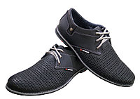 Туфли летние мужские натуральная кожа черные на шнуровке (Нивас 22) 40