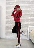 Молодежный женский спортивный костюм: зауженные штаны и кофта батник с капюшоном
