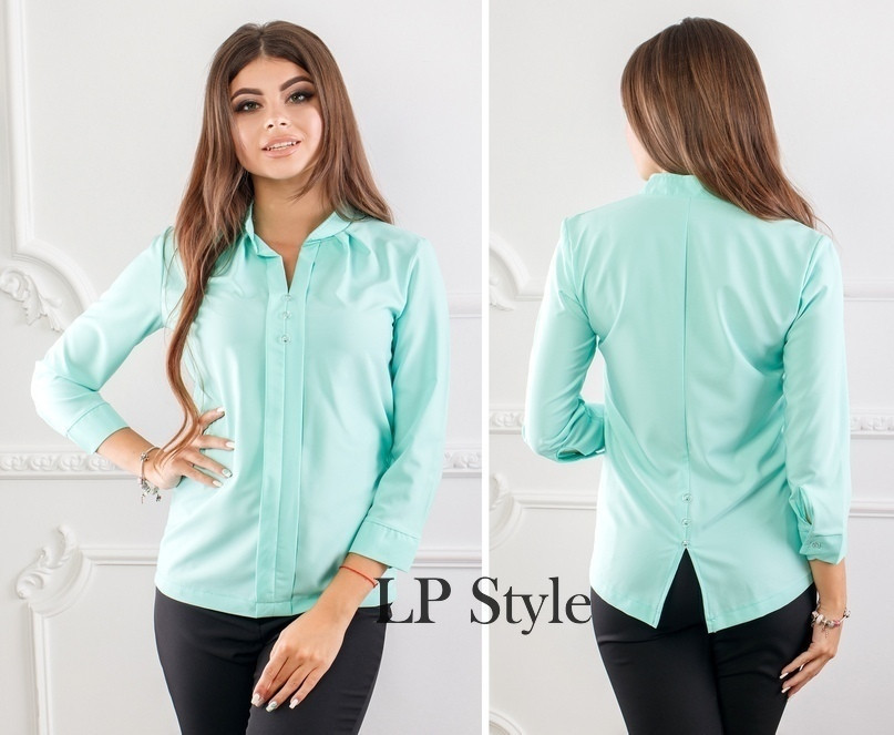 Женская стильная блузка рубашка с пуговками и разрезом сзади - фото 1 - id-p9807637