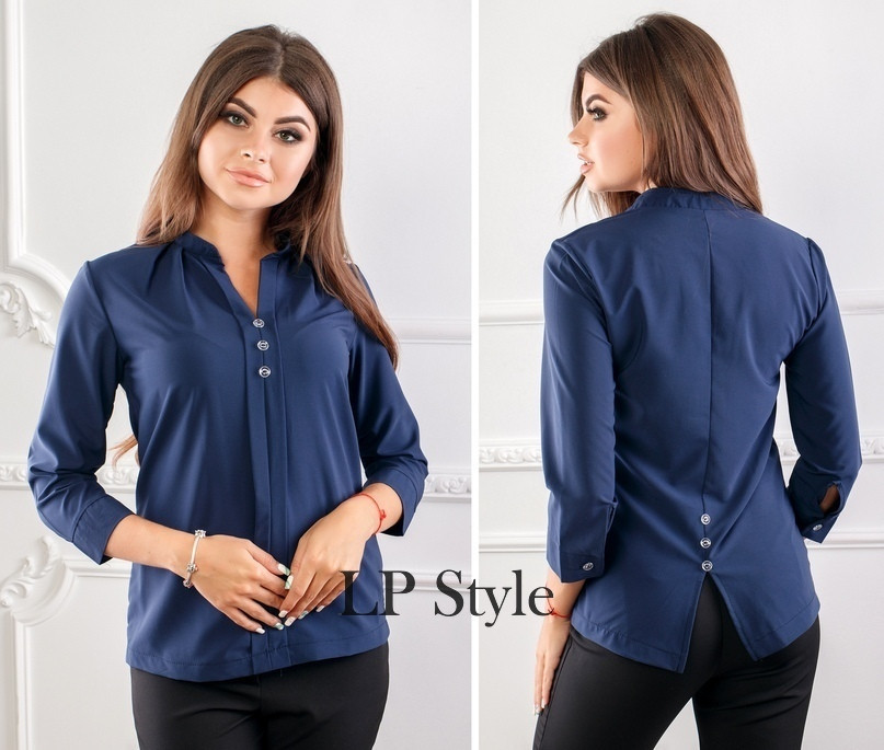 Женская стильная блузка рубашка с пуговками и разрезом сзади - фото 1 - id-p9807638