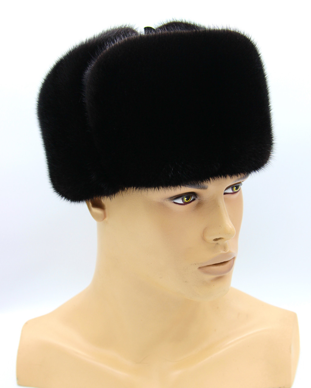 Норковая меховая шапка черная мужская ушанка "Классическая" полностью из меха. - фото 1 - id-p8141253