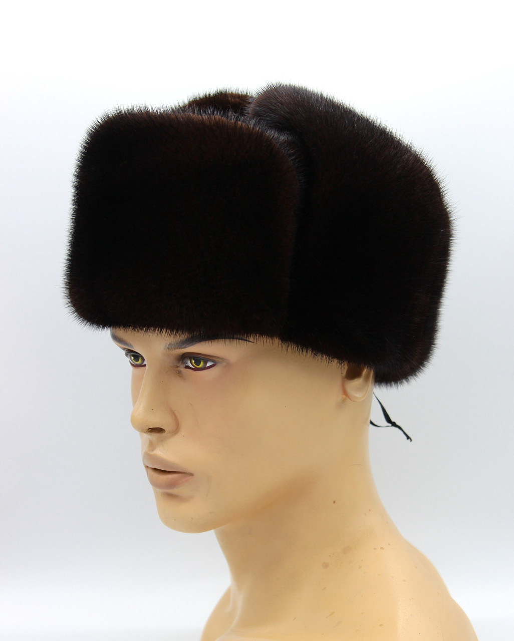Норковая мужская меховая шапка ушанка "Классическая" полностью из меха коричневая. - фото 1 - id-p9820450