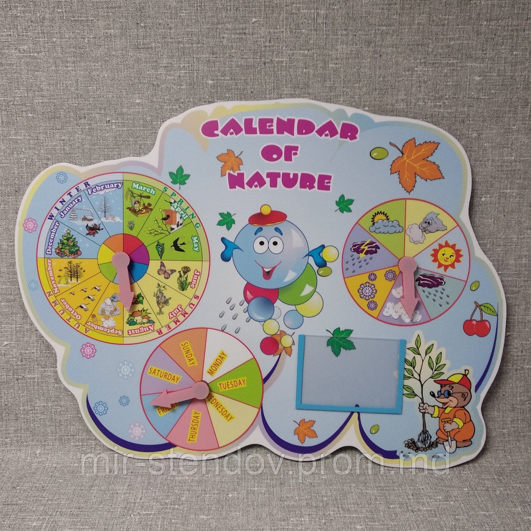 Календарь природы на английском языке. calendar of Nature Синий, фото 1