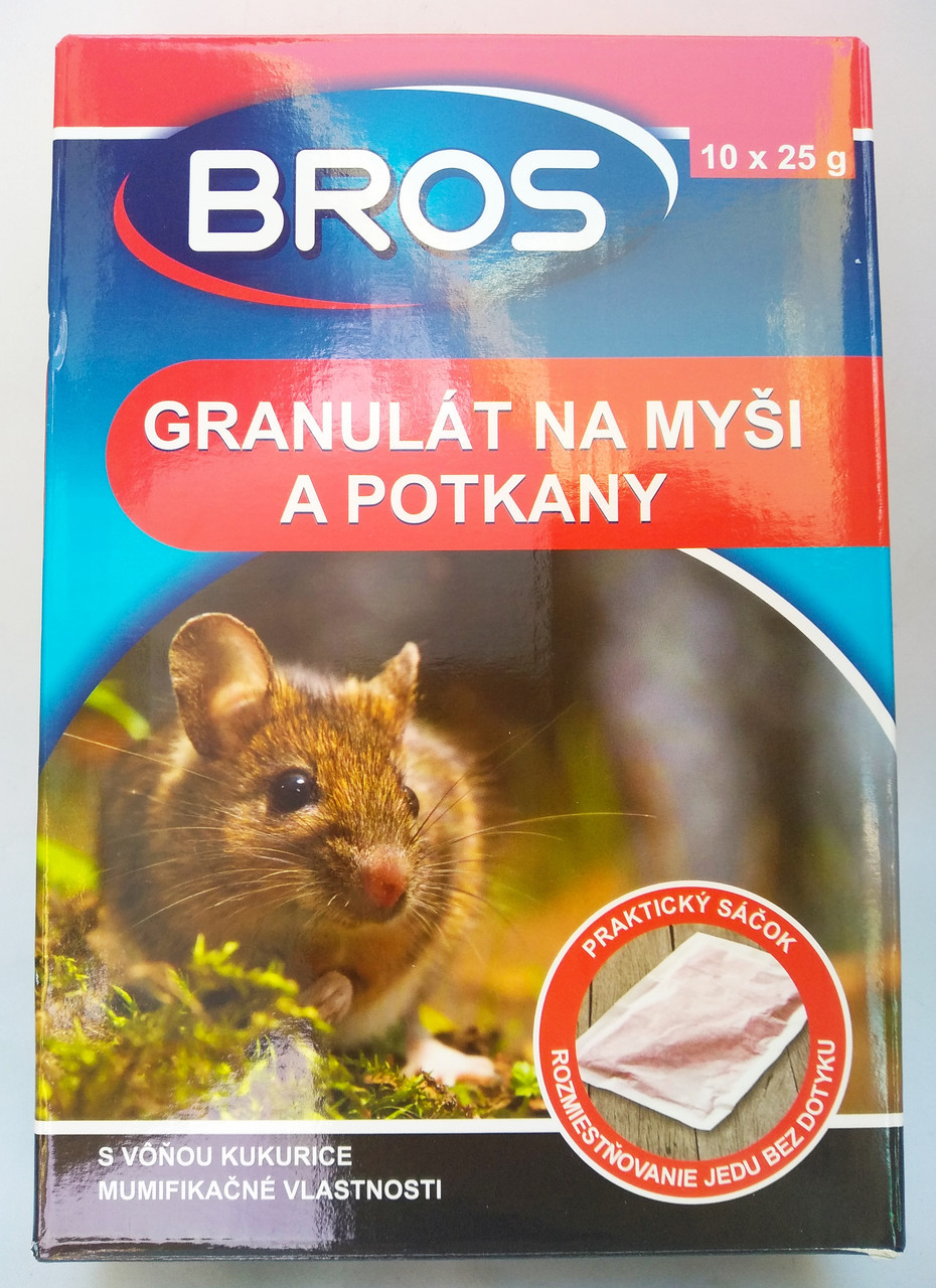Брос гранулы от мышей и крыс 250 г (10 *25 грамм) качество - фото 1 - id-p9873259