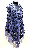 Накидка из натурального меха - меховая шаль голубая.