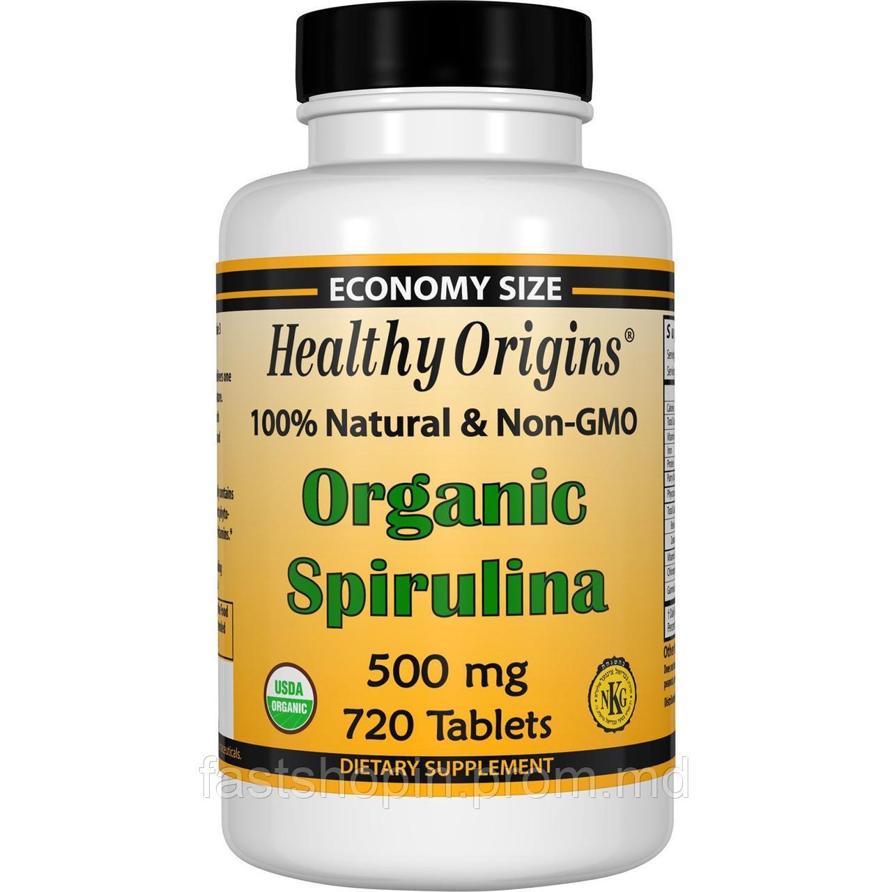Органическая спирулина, Healthy Origins 500 мг, 720 таблеток - фото 1 - id-p9901755