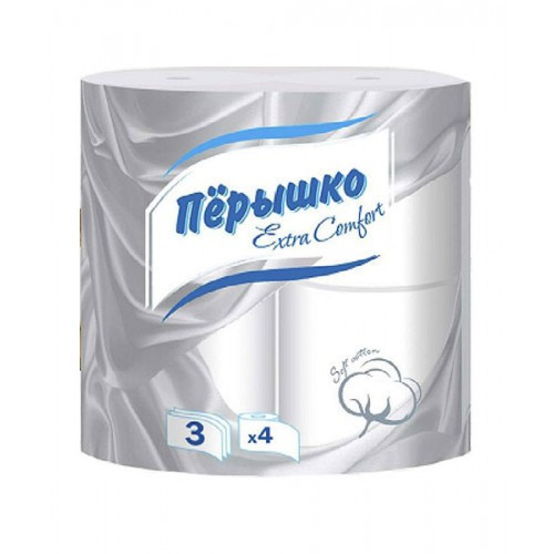 Туалетная бумага ПЕРЫШКО Extra Comfort 3-сл БЕЛАЯ (4рул/упак) (16упак/пак) - фото 1 - id-p9905733