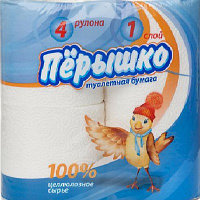 Туалетная бумага 1-сл. 100% целлюлоза ПЕРЫШКО (4рул/упак) (16упак/пак)