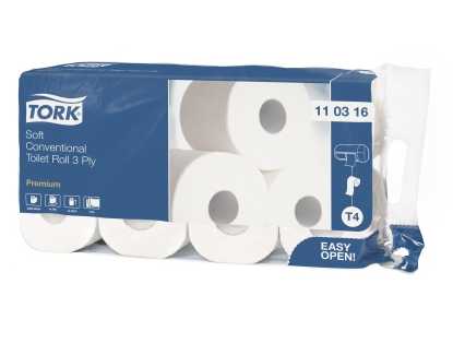 Tork Premium 110316 туалетная бумага белая ультрамягкая 3-сл. 8рул (х9) - фото 1 - id-p9905754