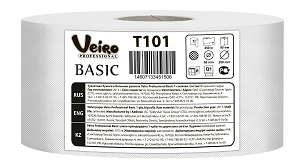 VEIRO Professional Basic арт. Т101 Туалетная бумага белая 1-сл. 450м (х6) - фото 1 - id-p9905764