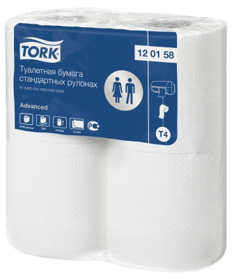 Tork Advanced 120158 белая туалетная бумага 2-сл. 23м 4рул (х24) - фото 1 - id-p9906096