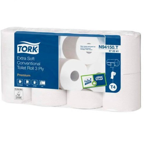 Tork Premium 472241 ультрамягкая туалетная бумага в стандартных рулонах 3-сл 8рул (х5) - фото 1 - id-p9906109