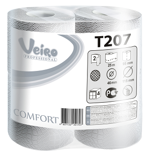 VEIRO Professional Comfort арт. Т207 Туалетная бумага белая 2-х сл. 8рул. 25м (х6) - фото 1 - id-p9906119