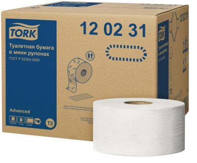 Tork - Advanced 120231 туалетная бумага белая 2-сл. 170м (х12) - фото 1 - id-p9906120