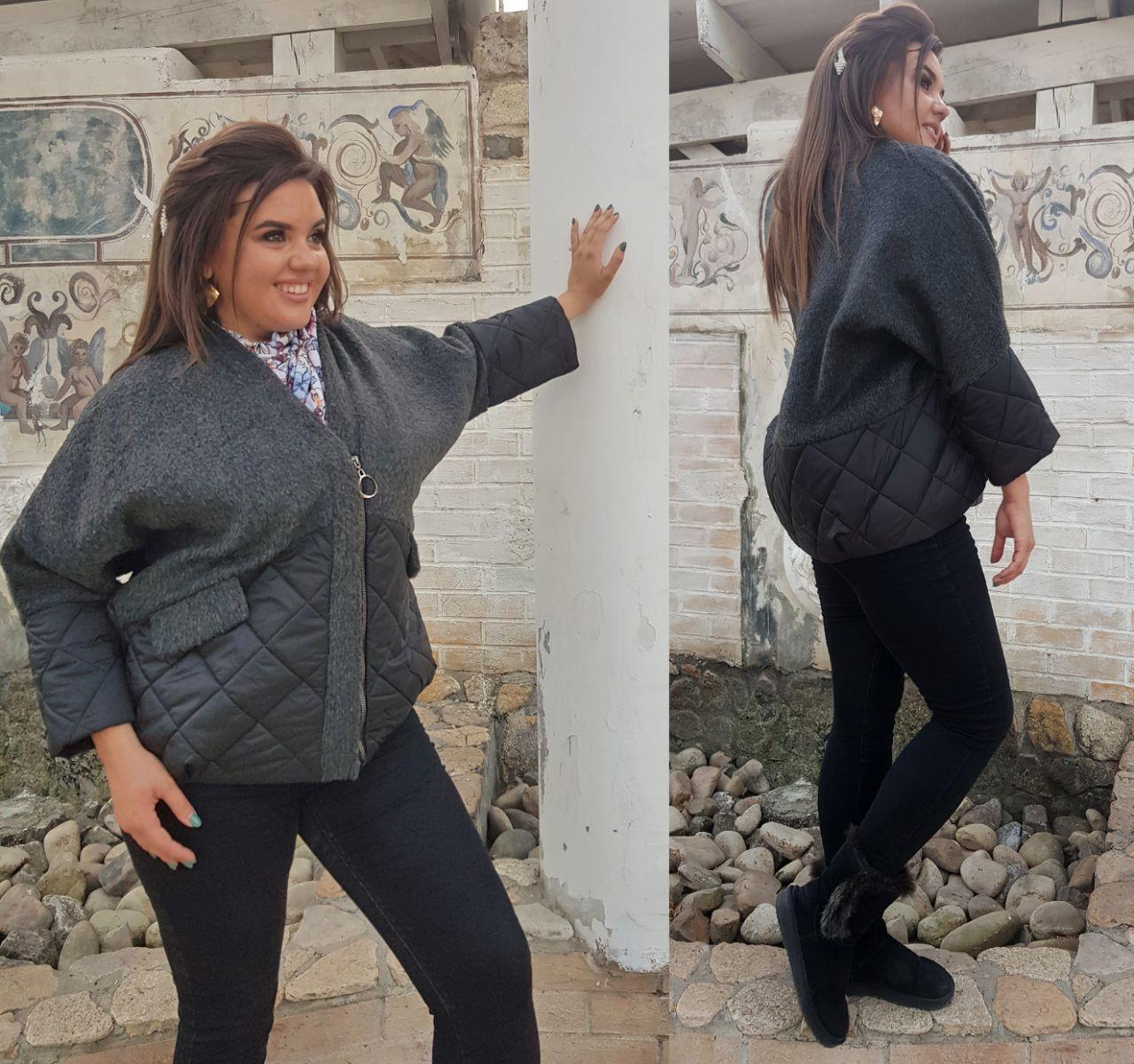 Женская осенняя куртка: кашемир с плащевкой на синтепоне, батал большие размеры - фото 1 - id-p9919324