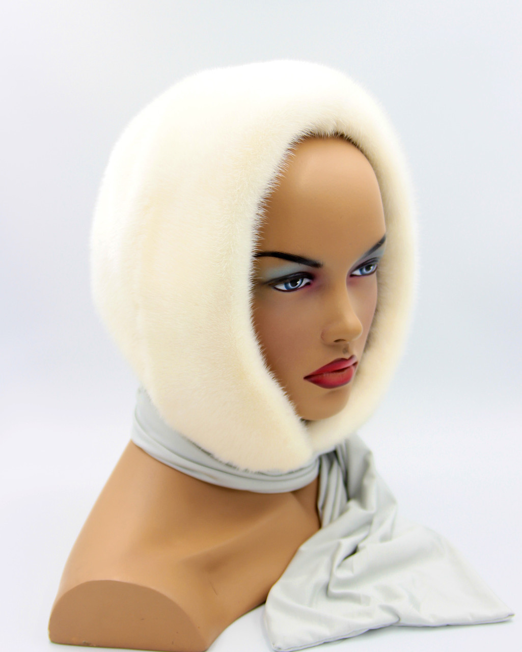Платок норковый женский из меха "Классический" (белый). - фото 1 - id-p8141585