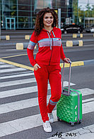 Женский спортивный прогулочный костюм: кофта на змейке с капюшоном и штаны без манжета, батал большие размеры