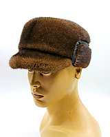 Норковая меховая шапка - зимняя мужская кепка "Конфедератка" пастель. 58