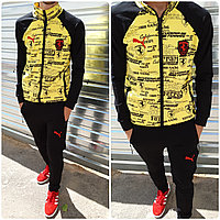 Мужской стильный спортивный костюм: зауженные штаны и кофта со стойкой, реплика Puma Ferrari