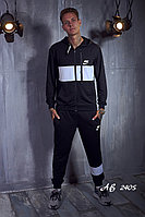 Спортивный мужской костюм с цветными вставками, кофта на змейке с капюшоном, реплика Nike
