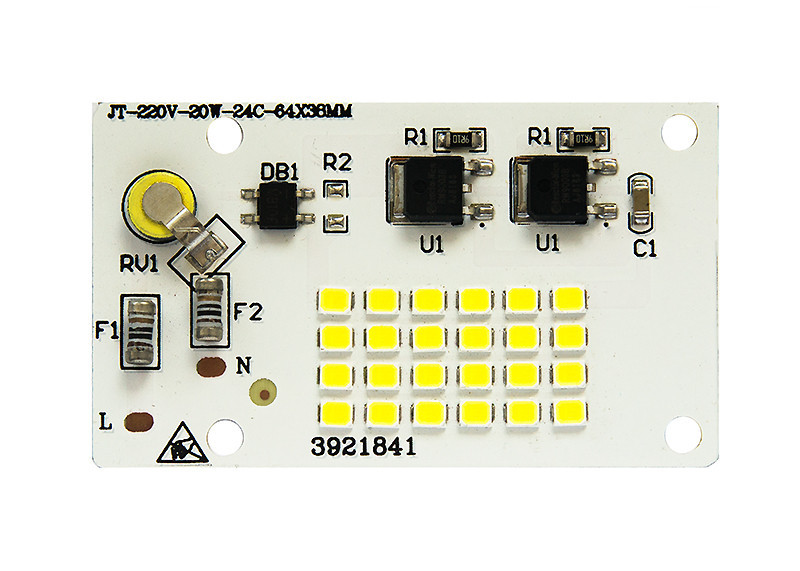 Светодиодная LED матрица 20Ватт SMD2835 24Led 220V ( встроенный драйвер ) 64*38mm Теплый белый - фото 1 - id-p9941040