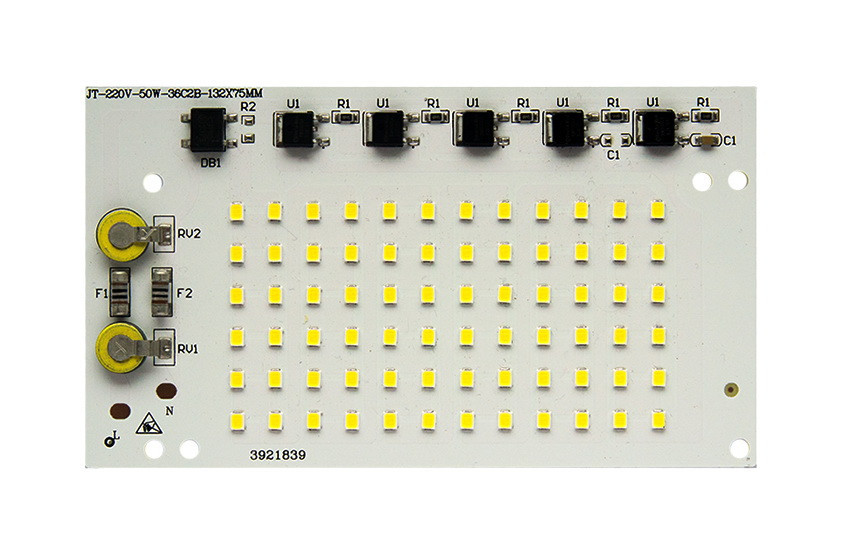 Светодиодная LED матрица 50Ватт SMD2835 72Led 220V ( встроенный драйвер ) 135*75mm Теплый белый - фото 1 - id-p9941043