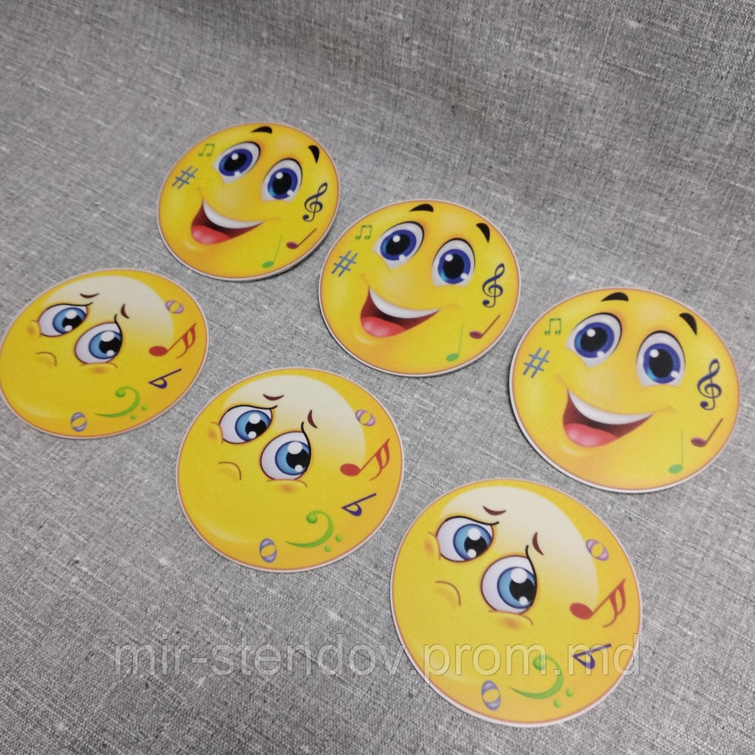 Магниты смайлики с нотками. Уголок настроения, фото 1
