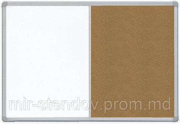 Доска пробковая магнитно-маркерная 90х120 cм. комби Интеллект, фото 1